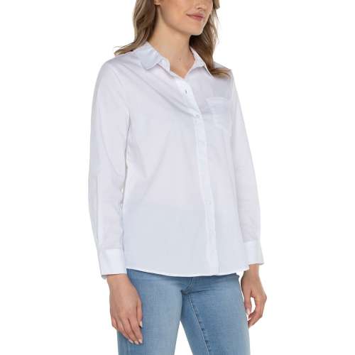 Women's Liverpool Los Angeles Classic Fit Poplin Long Sleeve Button Up Shirt