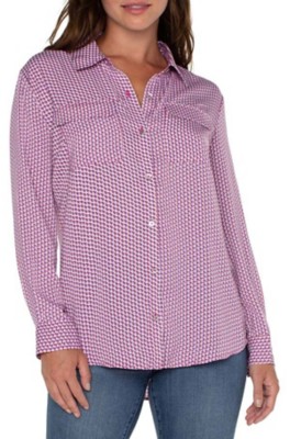 Women's Liverpool Los Angeles Flap Pocket Woven Long Sleeve Button Up Shirt