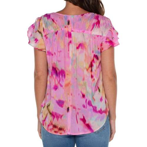 Women's Liverpool Los Angeles Shirred V-Neck Blouse
