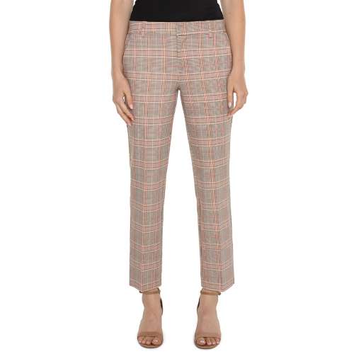 Women's Liverpool Los Angeles Kelsey Crop Plaid Trouser With Slit Pants