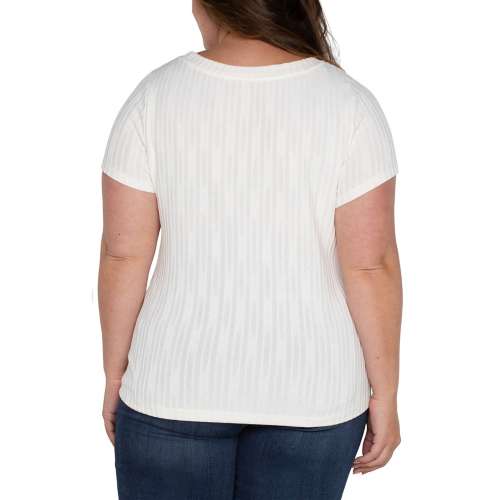 Women's Liverpool Los Angeles Plus Size Cap Sleeve Boat Neck T-Shirt