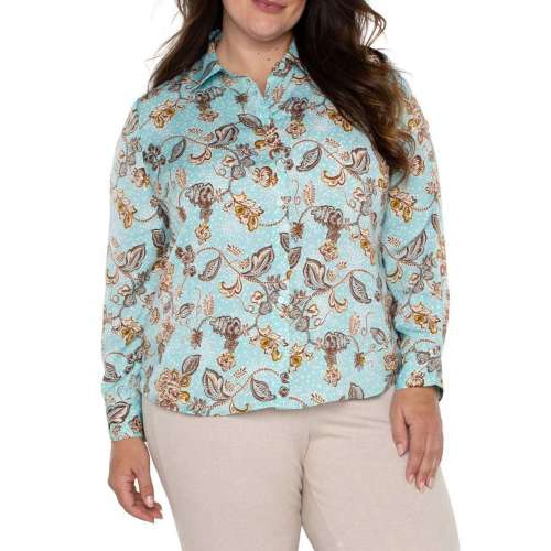 Women's Liverpool Los Angeles Plus Size Woven Long Sleeve Button Up Shirt