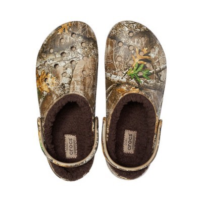 camouflage crocs with fur