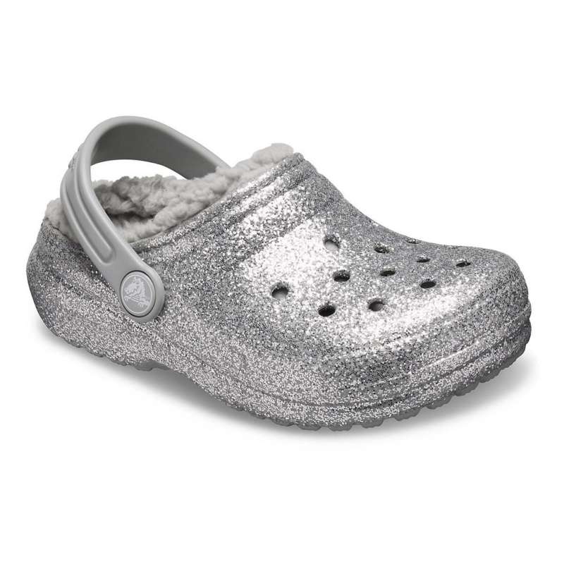 black glitter lined crocs