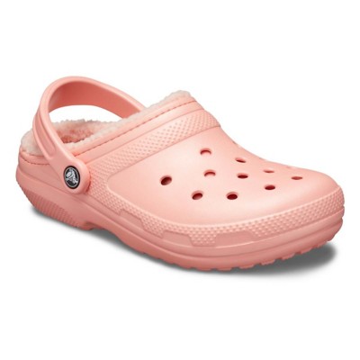 pink fluffy crocs
