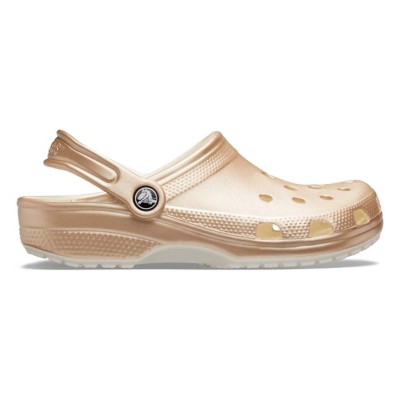 metallic rose gold crocs