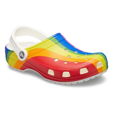 rainbow fuzzy crocs
