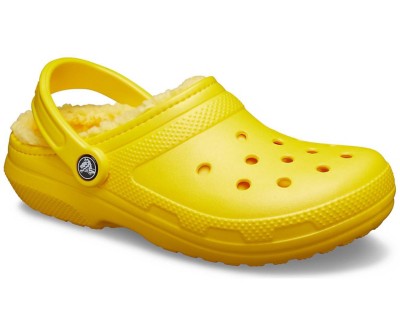 furry yellow crocs