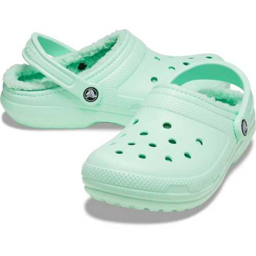 neo mint fuzzy crocs