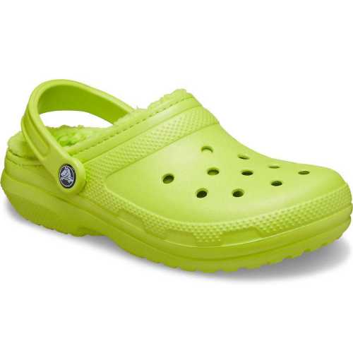 olive green fuzzy crocs