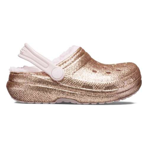 Little Kids' Crocs Classic Glitter Fuzz-Lined Clogs