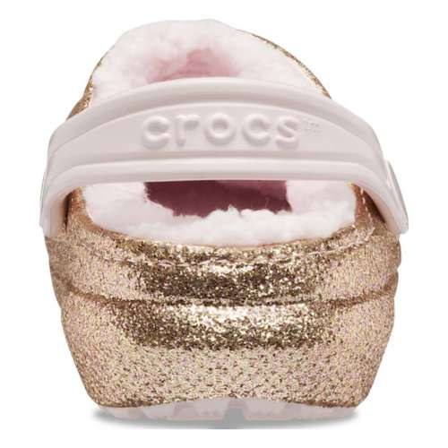 Little Kids' Crocs Classic Glitter Fuzz-Lined Clogs