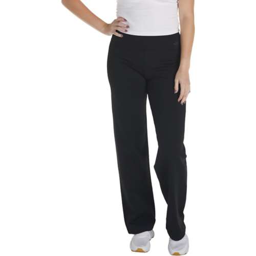 $130 Three Dots Women's Black Stretch Wide Boot-Cut Leg Yoga Pants
