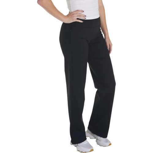 $130 Three Dots Women's Black Stretch Wide Boot-Cut Leg Yoga Pants