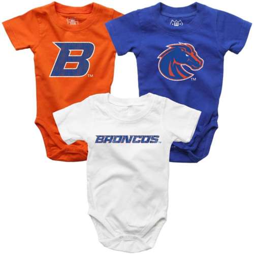 Wes and Willy Baby Boise State Broncos Hooper Onesie 3 Pack