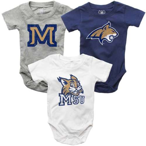 Wes and Willy Infant Montana State Bobcats Hopper Onesie 3 Pack