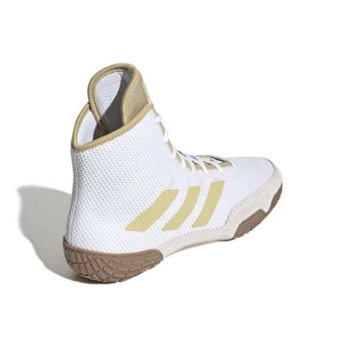 White and gold adidas wrestling outlet shoes