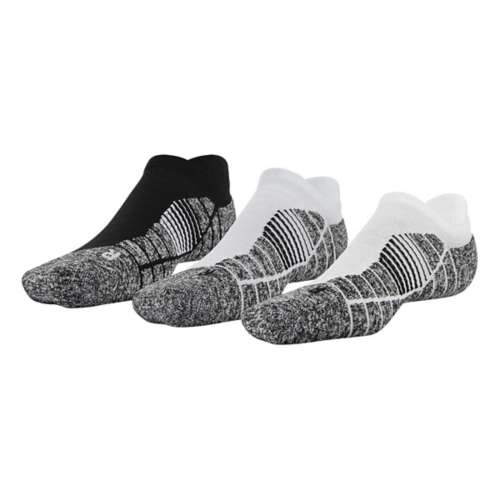 3 Pair Mens Under Armour Charged Cotton Crew Socks Black White Golf Run Gym