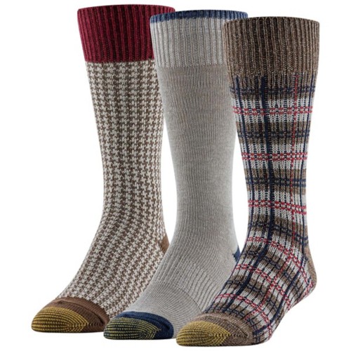 Men's Gold Toe Hosiery Groovy Plaid 3 Pack Crew Socks - Primary Image