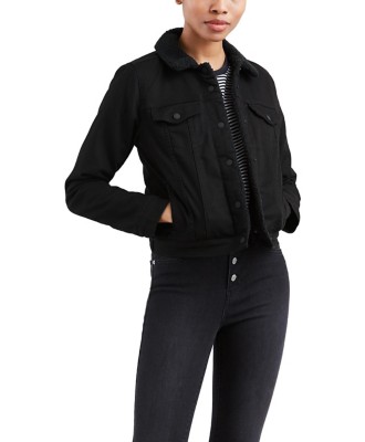 levi's sherpa trucker jacket womens black