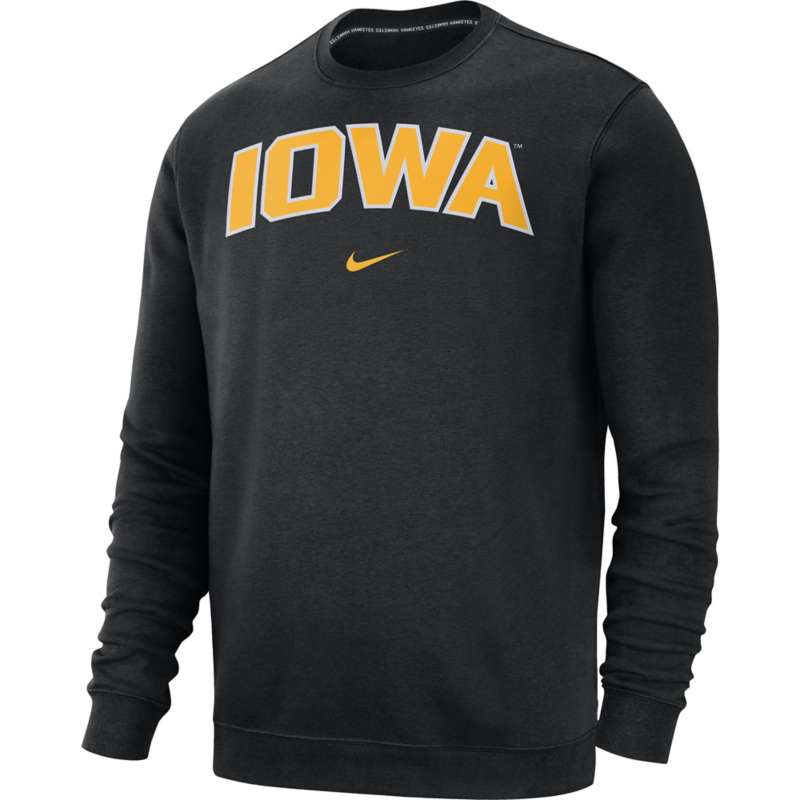 Nike Iowa Hawkeyes Wordmark Club Fleece Crewneck Sweatshirt | SCHEELS.com