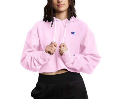 champion reverse weave pink crop hoodie