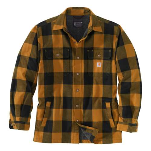 Men's Carhartt Relaxed Fit Heavyweight Flannel Sherpa-Lined Shirt Jacket