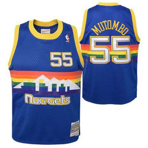 Dikembe Mutombo #55 Denver Nuggets Swingman Men's Basketball Jersey BLUE VEST 
