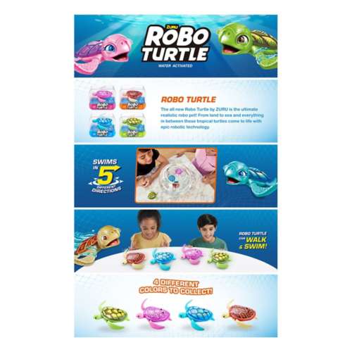 Robo Alive Robo Fish Robotic Swimming Turtle (Orange + Blue) by Zuru Water Activated, Comes with Batteries, (2 Pack), Size: Mini