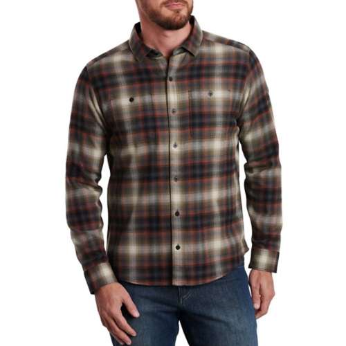 Houston Astros Large Check Flannel Button-Up Long Sleeve Shirt - Orange/Navy