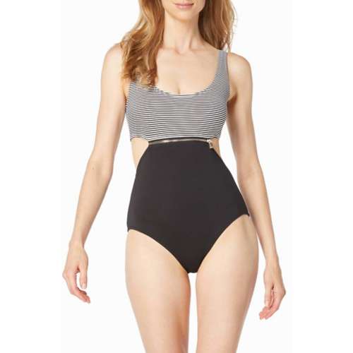 Women's Michael Kors Cut Out Zippered One Piece Swimsuit