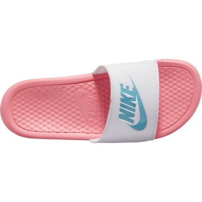 nike benassi pink and white