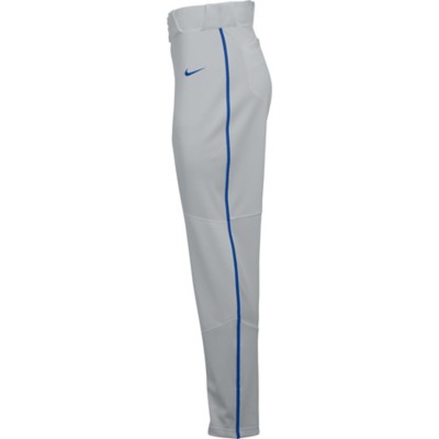 nike white baseball pants with blue piping