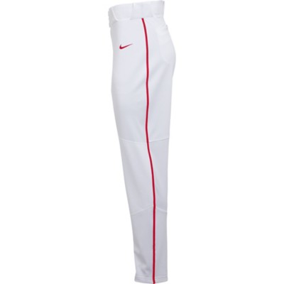 nike white baseball pants with green piping