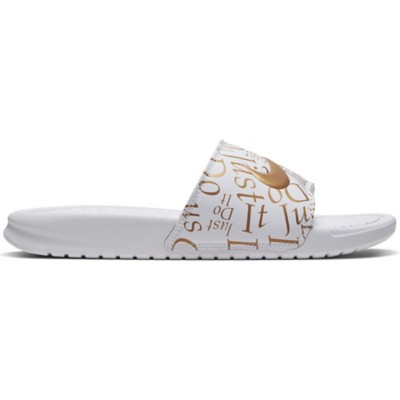 women's nike benassi just do it metallic slide sandals