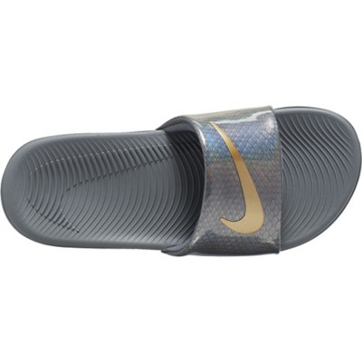 gray nike slides