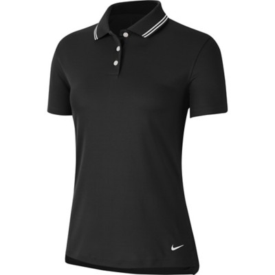 women's black dri fit polo