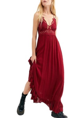 adella slip red lace dress