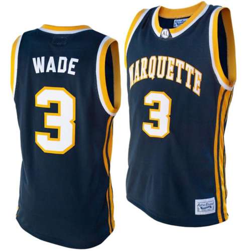 Men's Original Retro Brand Dwyane Wade White Marquette Golden Eagles  Commemorative Classic Basketball Jersey