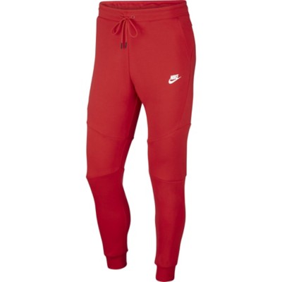 red tech fleece pants