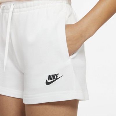 white nike fleece shorts