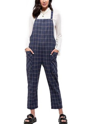 plaid overall jumpsuit