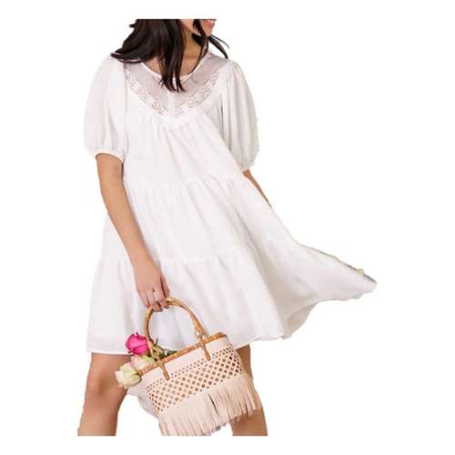 Women's Blu Pepper Lace Tiered Mini Dress