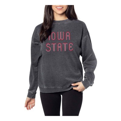 Chicka-D NCAA Iowa State Cyclones Women's Campus Crew Pullover - Oatmeal Color, Oversized Burnout Fleece, X-Large