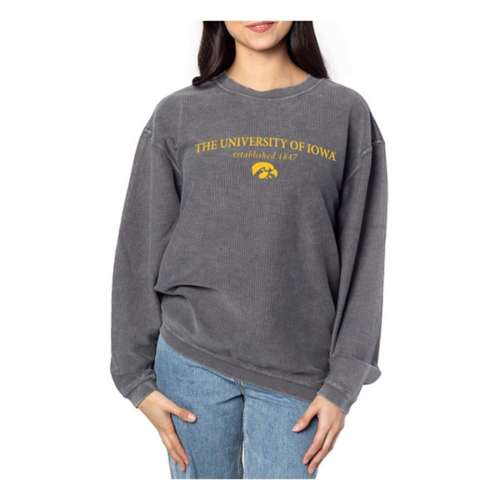 Chicka-D Women's Iowa Hawkeyes Arch Over Cord Crew