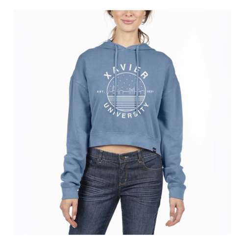 USCAPE Women's Xavier Musketeers Starry Scape Pigment Dyed Crop Hoodie