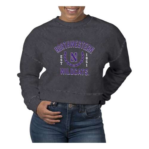 USCAPE Women's Northwestern Wildcats Academy Pigment Dyed Crop Crew