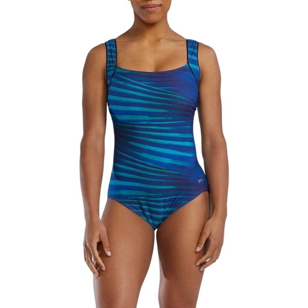 Women’s TYR Lamina Square Neck Durafast Elite Controlfit One Piece Swimsuit Sporty 6 Palm Green