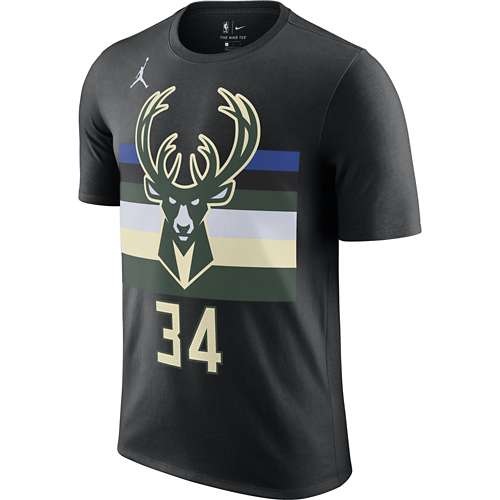 Youth Milwaukee Bucks Giannis Antetokounmpo Jordan Brand Black Statement  Edition Name & Number T-Shirt