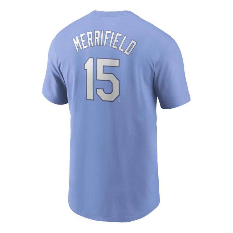 Nike Kansas City Royals Whit Merrifield #15 Name & Number T-Shirt